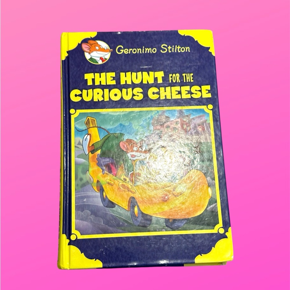 This book is called the hunt for the curious cheese this by Geronimo Stilton